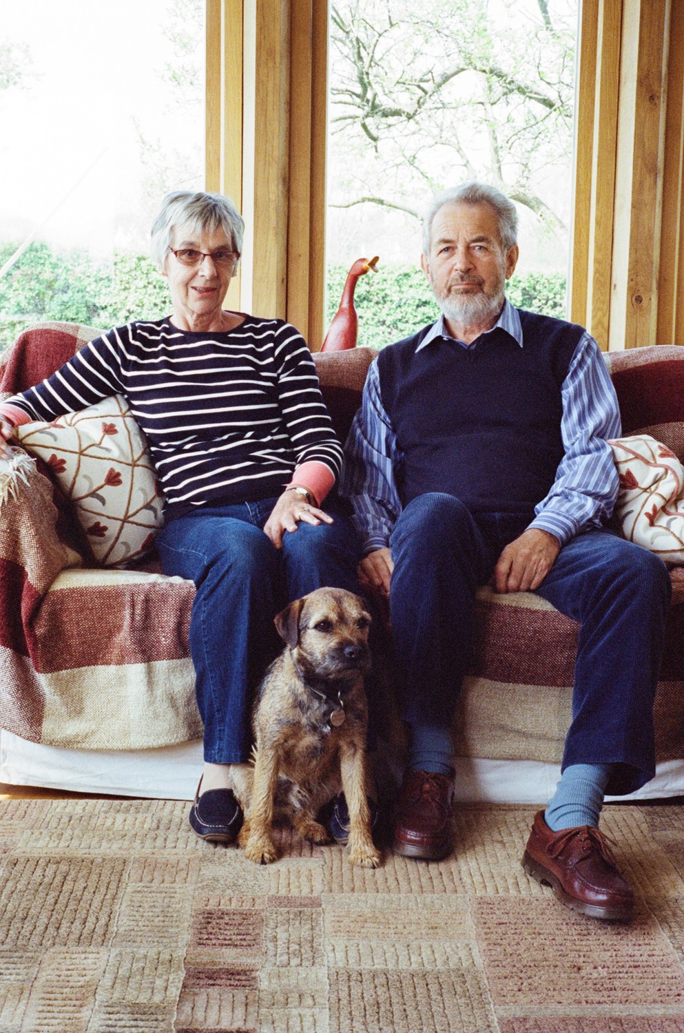 Anne and John Bourne (and the dog) in the Garden Room, April 2014